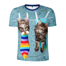 Мужская футболка 3D спортивная с принтом Мейн-кун 1 в Курске, 100% полиэстер с улучшенными характеристиками | приталенный силуэт, круглая горловина, широкие плечи, сужается к линии бедра | кот | котенок | котик | котэ | кошка | мейн кун | мейнкун | мэйн кун | мэйнкун