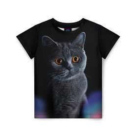 Детская футболка 3D с принтом Британец 1 в Курске, 100% гипоаллергенный полиэфир | прямой крой, круглый вырез горловины, длина до линии бедер, чуть спущенное плечо, ткань немного тянется | британец | британская | британцы | кот | котенок | котик | котэ | кошка