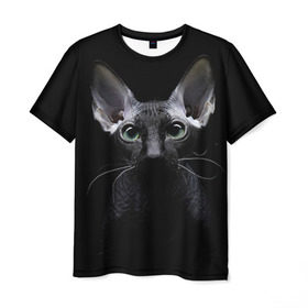 Мужская футболка 3D с принтом Сфинкс 2 в Курске, 100% полиэфир | прямой крой, круглый вырез горловины, длина до линии бедер | кот | котенок | котик | котэ | кошка | сфинкс