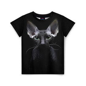 Детская футболка 3D с принтом Сфинкс 2 в Курске, 100% гипоаллергенный полиэфир | прямой крой, круглый вырез горловины, длина до линии бедер, чуть спущенное плечо, ткань немного тянется | кот | котенок | котик | котэ | кошка | сфинкс