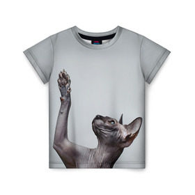 Детская футболка 3D с принтом Сфинкс 3 в Курске, 100% гипоаллергенный полиэфир | прямой крой, круглый вырез горловины, длина до линии бедер, чуть спущенное плечо, ткань немного тянется | Тематика изображения на принте: кот | котенок | котик | котэ | кошка | сфинкс