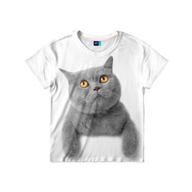 Детская футболка 3D с принтом Британец 2 в Курске, 100% гипоаллергенный полиэфир | прямой крой, круглый вырез горловины, длина до линии бедер, чуть спущенное плечо, ткань немного тянется | Тематика изображения на принте: британец | британская | британцы | кот | котенок | котик | котэ | кошка