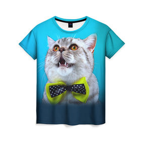 Женская футболка 3D с принтом Британец 3 в Курске, 100% полиэфир ( синтетическое хлопкоподобное полотно) | прямой крой, круглый вырез горловины, длина до линии бедер | британец | британская | британцы | кот | котенок | котик | котэ | кошка