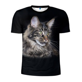 Мужская футболка 3D спортивная с принтом Мейн-кун 5 в Курске, 100% полиэстер с улучшенными характеристиками | приталенный силуэт, круглая горловина, широкие плечи, сужается к линии бедра | кот | котенок | котик | котэ | кошка | мейн кун | мейнкун | мэйн кун | мэйнкун