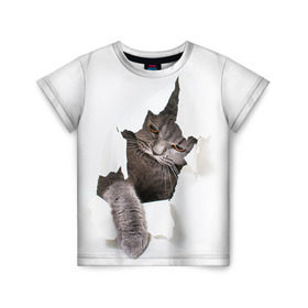 Детская футболка 3D с принтом Британец 4 в Курске, 100% гипоаллергенный полиэфир | прямой крой, круглый вырез горловины, длина до линии бедер, чуть спущенное плечо, ткань немного тянется | британец | британская | британцы | кот | котенок | котик | котэ | кошка