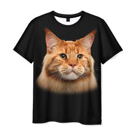 Мужская футболка 3D с принтом Мейн-кун 6 в Курске, 100% полиэфир | прямой крой, круглый вырез горловины, длина до линии бедер | Тематика изображения на принте: кот | котенок | котик | котэ | кошка | мейн кун | мейнкун | мэйн кун | мэйнкун
