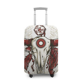 Чехол для чемодана 3D с принтом Хранитель духов в Курске, 86% полиэфир, 14% спандекс | двустороннее нанесение принта, прорези для ручек и колес | апачи | вождь | канада | талисман