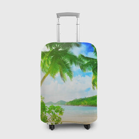 Чехол для чемодана 3D с принтом Тропики в Курске, 86% полиэфир, 14% спандекс | двустороннее нанесение принта, прорези для ручек и колес | берег | лето | море | отдых | тропики