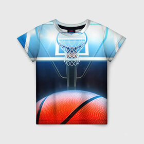 Детская футболка 3D с принтом Баскетбол в Курске, 100% гипоаллергенный полиэфир | прямой крой, круглый вырез горловины, длина до линии бедер, чуть спущенное плечо, ткань немного тянется | basketball | кольцо | корзина