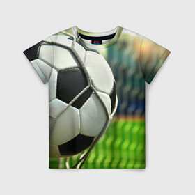 Детская футболка 3D с принтом Футбол в Курске, 100% гипоаллергенный полиэфир | прямой крой, круглый вырез горловины, длина до линии бедер, чуть спущенное плечо, ткань немного тянется | ворота | мяч | сетка
