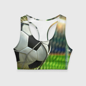 Женский спортивный топ 3D с принтом Футбол в Курске, 82% полиэстер, 18% спандекс Ткань безопасна для здоровья, позволяет коже дышать, не мнется и не растягивается |  | ворота | мяч | сетка