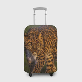 Чехол для чемодана 3D с принтом Дальневосточный леопард в Курске, 86% полиэфир, 14% спандекс | двустороннее нанесение принта, прорези для ручек и колес | дикая кошка | леопард | природа | хищник