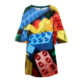 Детское платье 3D с принтом Лего в Курске, 100% полиэстер | прямой силуэт, чуть расширенный к низу. Круглая горловина, на рукавах — воланы | lego | дети