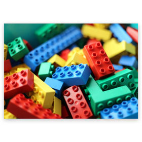 Поздравительная открытка с принтом Лего в Курске, 100% бумага | плотность бумаги 280 г/м2, матовая, на обратной стороне линовка и место для марки
 | lego | дети