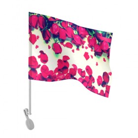 Флаг для автомобиля с принтом Розовые розы в Курске, 100% полиэстер | Размер: 30*21 см | лепестки | цветы