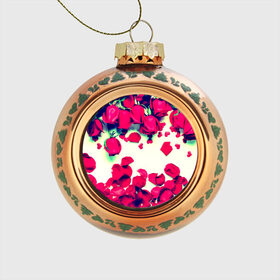 Стеклянный ёлочный шар с принтом Розовые розы в Курске, Стекло | Диаметр: 80 мм | лепестки | цветы