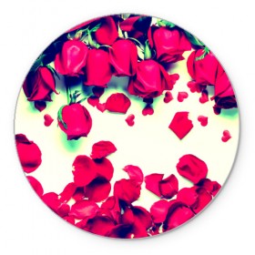 Коврик круглый с принтом Розовые розы в Курске, резина и полиэстер | круглая форма, изображение наносится на всю лицевую часть | лепестки | цветы