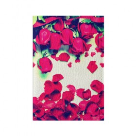Обложка для паспорта матовая кожа с принтом Розовые розы в Курске, натуральная матовая кожа | размер 19,3 х 13,7 см; прозрачные пластиковые крепления | Тематика изображения на принте: лепестки | цветы
