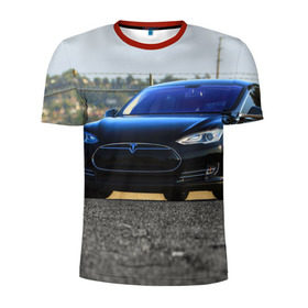 Мужская футболка 3D спортивная с принтом Tesla в Курске, 100% полиэстер с улучшенными характеристиками | приталенный силуэт, круглая горловина, широкие плечи, сужается к линии бедра | Тематика изображения на принте: 