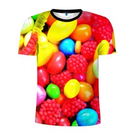 Мужская футболка 3D спортивная с принтом Sweet Candy в Курске, 100% полиэстер с улучшенными характеристиками | приталенный силуэт, круглая горловина, широкие плечи, сужается к линии бедра | Тематика изображения на принте: 