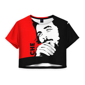 Женская футболка 3D укороченная с принтом Че Гевара в Курске, 100% полиэстер | круглая горловина, длина футболки до линии талии, рукава с отворотами | che | che guevara | comandante | revolution | viva | революция | че | чегевара