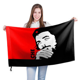 Флаг 3D с принтом Че Гевара в Курске, 100% полиэстер | плотность ткани — 95 г/м2, размер — 67 х 109 см. Принт наносится с одной стороны | che | che guevara | comandante | revolution | viva | революция | че | чегевара