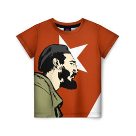 Детская футболка 3D с принтом Куба в Курске, 100% гипоаллергенный полиэфир | прямой крой, круглый вырез горловины, длина до линии бедер, чуть спущенное плечо, ткань немного тянется | che | patria o muerte | кастро | куба | о.м.с.к. | революция | ссср | фидель | фидель кастро