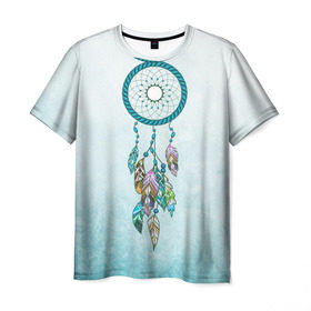 Мужская футболка 3D с принтом Ловец снов в Курске, 100% полиэфир | прямой крой, круглый вырез горловины, длина до линии бедер | dreamcatcher | индейцы | ловец снов | перья | трибал | этника | этно