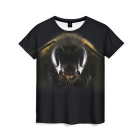Женская футболка 3D с принтом Пчела в Курске, 100% полиэфир ( синтетическое хлопкоподобное полотно) | прямой крой, круглый вырез горловины, длина до линии бедер | Тематика изображения на принте: глаза | насекомое | оса | пчела