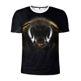 Мужская футболка 3D спортивная с принтом Пчела в Курске, 100% полиэстер с улучшенными характеристиками | приталенный силуэт, круглая горловина, широкие плечи, сужается к линии бедра | Тематика изображения на принте: глаза | насекомое | оса | пчела