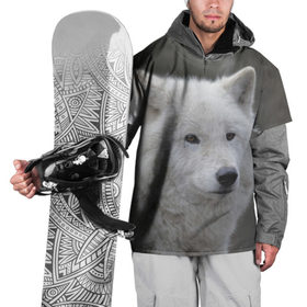 Накидка на куртку 3D с принтом Белый волк в Курске, 100% полиэстер |  | 