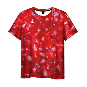 Мужская футболка 3D с принтом Зерна граната в Курске, 100% полиэфир | прямой крой, круглый вырез горловины, длина до линии бедер | Тематика изображения на принте: гранат | еда | зерна | красный | сладкое | фрукты