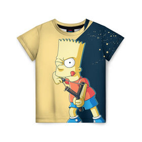 Детская футболка 3D с принтом Барт в Курске, 100% гипоаллергенный полиэфир | прямой крой, круглый вырез горловины, длина до линии бедер, чуть спущенное плечо, ткань немного тянется | simpsons | барт | гомер | мардж | симпсоны