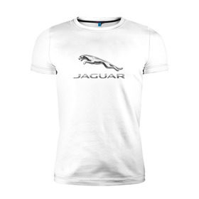 Мужская футболка премиум с принтом Ягуар в Курске, 92% хлопок, 8% лайкра | приталенный силуэт, круглый вырез ворота, длина до линии бедра, короткий рукав | логотип | марка | машины