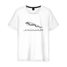 Мужская футболка хлопок с принтом Ягуар в Курске, 100% хлопок | прямой крой, круглый вырез горловины, длина до линии бедер, слегка спущенное плечо. | логотип | марка | машины
