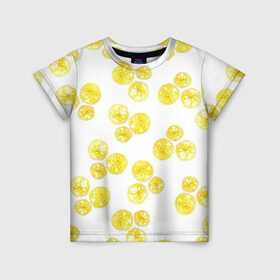 Детская футболка 3D с принтом Lemons в Курске, 100% гипоаллергенный полиэфир | прямой крой, круглый вырез горловины, длина до линии бедер, чуть спущенное плечо, ткань немного тянется | Тематика изображения на принте: lemon | лимон | паттерн