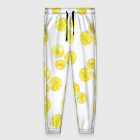 Женские брюки 3D с принтом Lemons в Курске, полиэстер 100% | прямой крой, два кармана без застежек по бокам, с мягкой трикотажной резинкой на поясе и по низу штанин. В поясе для дополнительного комфорта — широкие завязки | lemon | лимон | паттерн