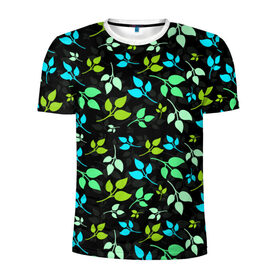 Мужская футболка 3D спортивная с принтом цветочный принт в Курске, 100% полиэстер с улучшенными характеристиками | приталенный силуэт, круглая горловина, широкие плечи, сужается к линии бедра | акварель | графика | зелень | лес | лето | листья | принт | рисунок | цветок