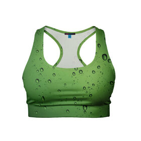 Женский спортивный топ 3D с принтом Зеленые капли в Курске, 82% полиэстер, 18% спандекс Ткань безопасна для здоровья, позволяет коже дышать, не мнется и не растягивается |  | вода | зеленый | капля