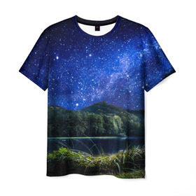 Мужская футболка 3D с принтом Дикая природа в Курске, 100% полиэфир | прямой крой, круглый вырез горловины, длина до линии бедер | Тематика изображения на принте: горы | деревья | море | пейзаж
