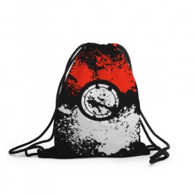 Рюкзак-мешок 3D с принтом Pokeball в Курске, 100% полиэстер | плотность ткани — 200 г/м2, размер — 35 х 45 см; лямки — толстые шнурки, застежка на шнуровке, без карманов и подкладки | 