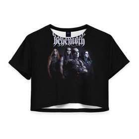 Женская футболка 3D укороченная с принтом Behemoth в Курске, 100% полиэстер | круглая горловина, длина футболки до линии талии, рукава с отворотами | behemoth | dark | deathmetal | metal | бегемот | блэк метал