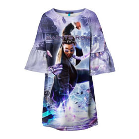 Детское платье 3D с принтом Saints Row в Курске, 100% полиэстер | прямой силуэт, чуть расширенный к низу. Круглая горловина, на рукавах — воланы | Тематика изображения на принте: gta | saints row | святые