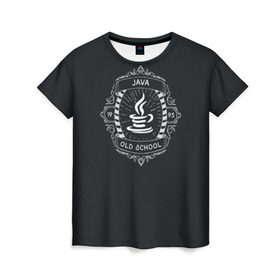 Женская футболка 3D с принтом Java old school в Курске, 100% полиэфир ( синтетическое хлопкоподобное полотно) | прямой крой, круглый вырез горловины, длина до линии бедер | code | it | код | программист | разработчик