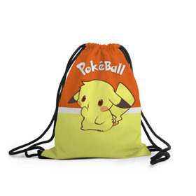 Рюкзак-мешок 3D с принтом Pokeball в Курске, 100% полиэстер | плотность ткани — 200 г/м2, размер — 35 х 45 см; лямки — толстые шнурки, застежка на шнуровке, без карманов и подкладки | pikachu | pokeboll | pokemon | пикачу | покеболл | покемон