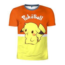 Мужская футболка 3D спортивная с принтом Pokeball в Курске, 100% полиэстер с улучшенными характеристиками | приталенный силуэт, круглая горловина, широкие плечи, сужается к линии бедра | pikachu | pokeboll | pokemon | пикачу | покеболл | покемон