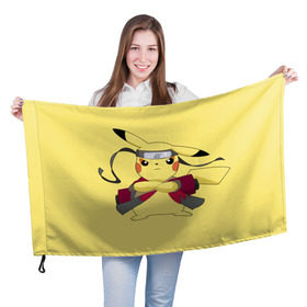 Флаг 3D с принтом Pikachu в Курске, 100% полиэстер | плотность ткани — 95 г/м2, размер — 67 х 109 см. Принт наносится с одной стороны | pikachu | pokeboll | pokemon | пикачу | покеболл | покемон