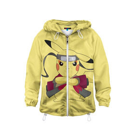 Детская ветровка 3D с принтом Pikachu в Курске, 100% полиэстер | подол и капюшон оформлены резинкой с фиксаторами, по бокам два кармана без застежек, один потайной карман на груди | pikachu | pokeboll | pokemon | пикачу | покеболл | покемон