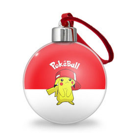 Ёлочный шар с принтом Pokeball в Курске, Пластик | Диаметр: 77 мм | pikachu | pokeboll | pokemon | пикачу | покеболл | покемон