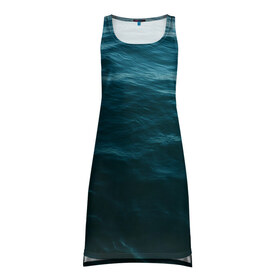 Платье-майка 3D с принтом sea в Курске, 100% полиэстер | полуприлегающий силуэт, широкие бретели, круглый вырез горловины, удлиненный подол сзади. | orca | sea | whale | вода | киты | косатки | лето | любовь | море | океан | отдых | пальмы | пляж | солнце